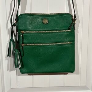 ANNE KLEIN Pebbled Triple Zipper Crossbody Purse